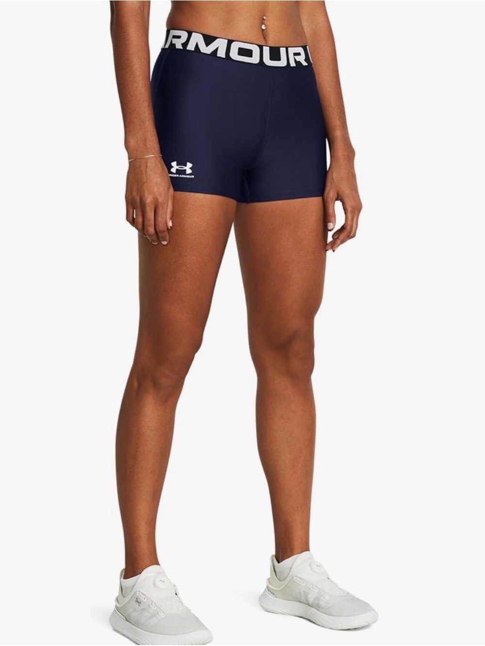 Under Armour Women's HeatGear Mid Rise Shorty 3” Shorts Navy Blue Size 2XL